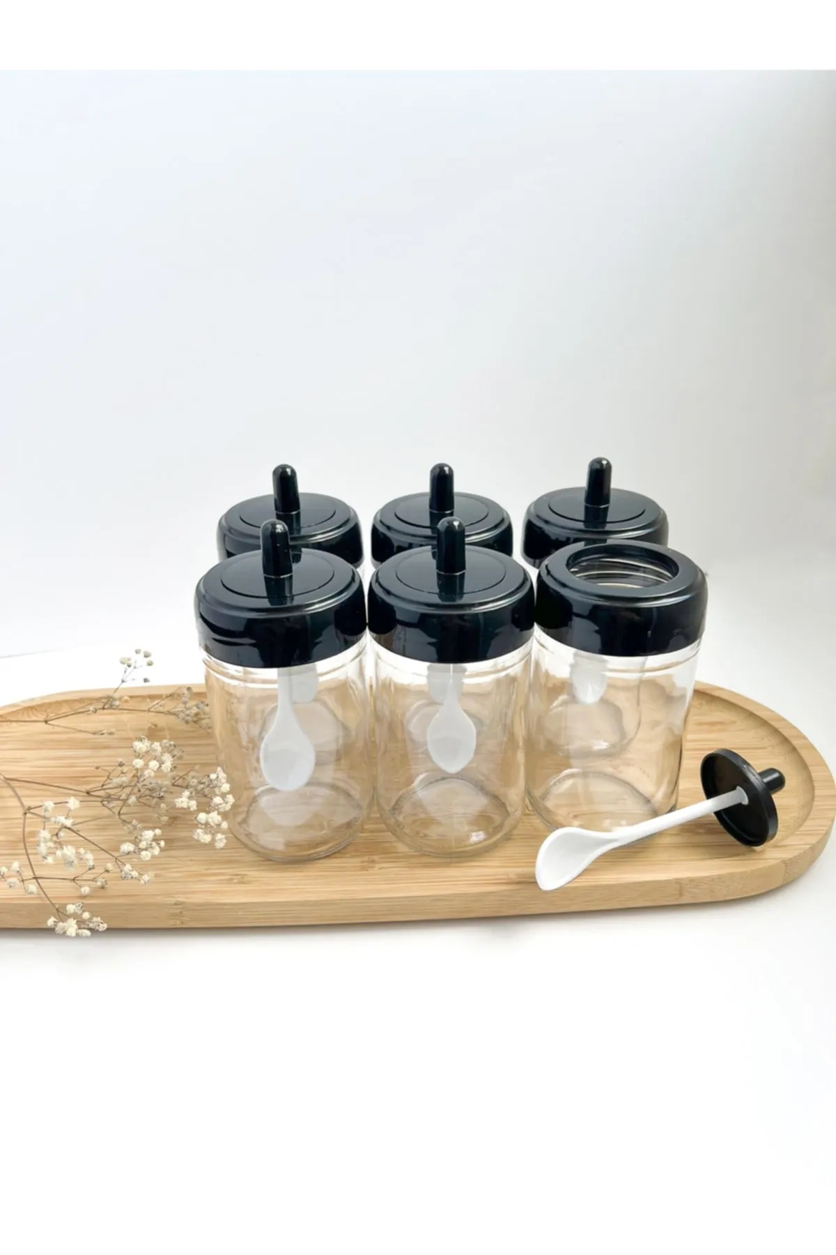 12 Pieces Glass Spice Set with Self Spoon