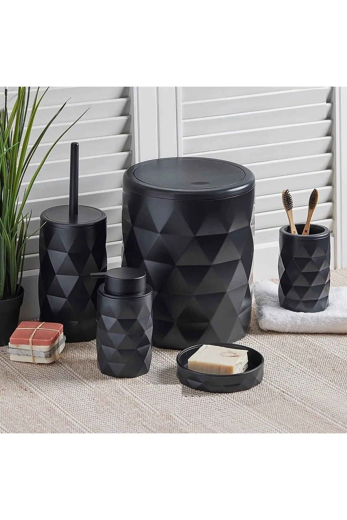 Diamond Black Bathroom Set 5 Pieces