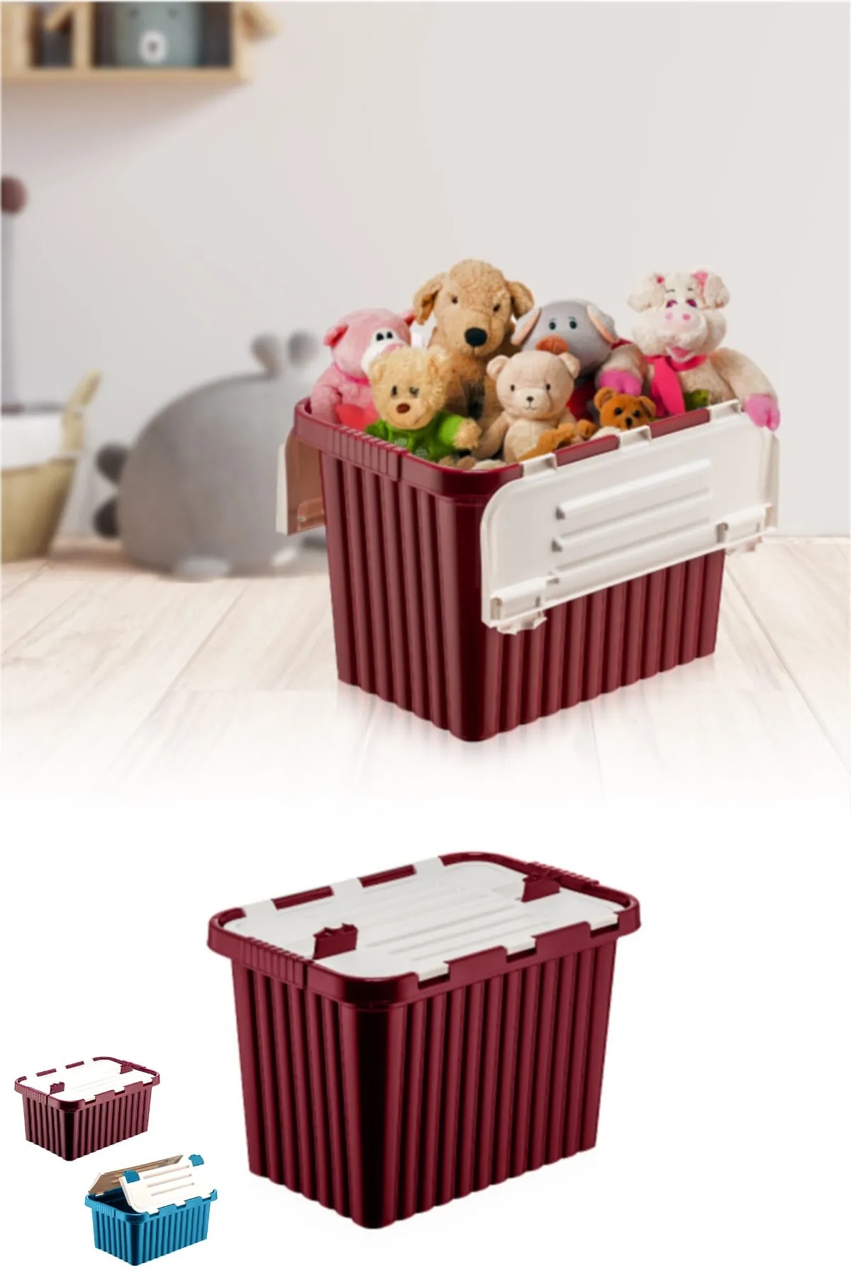 2 Pcs Double Locked Toy Storage Box with Lid Organizer Box Multi-Purpose Box 16 Ltl